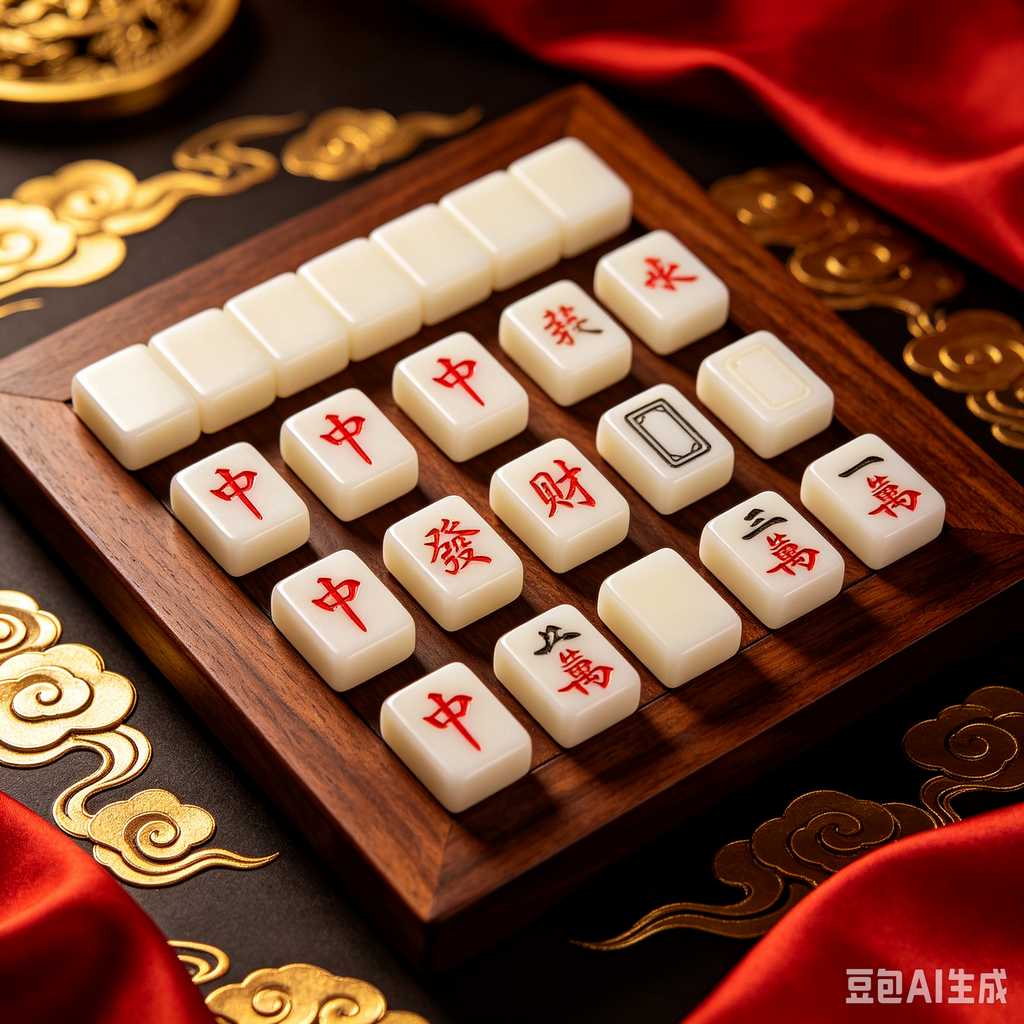 vintage text mahjong set
